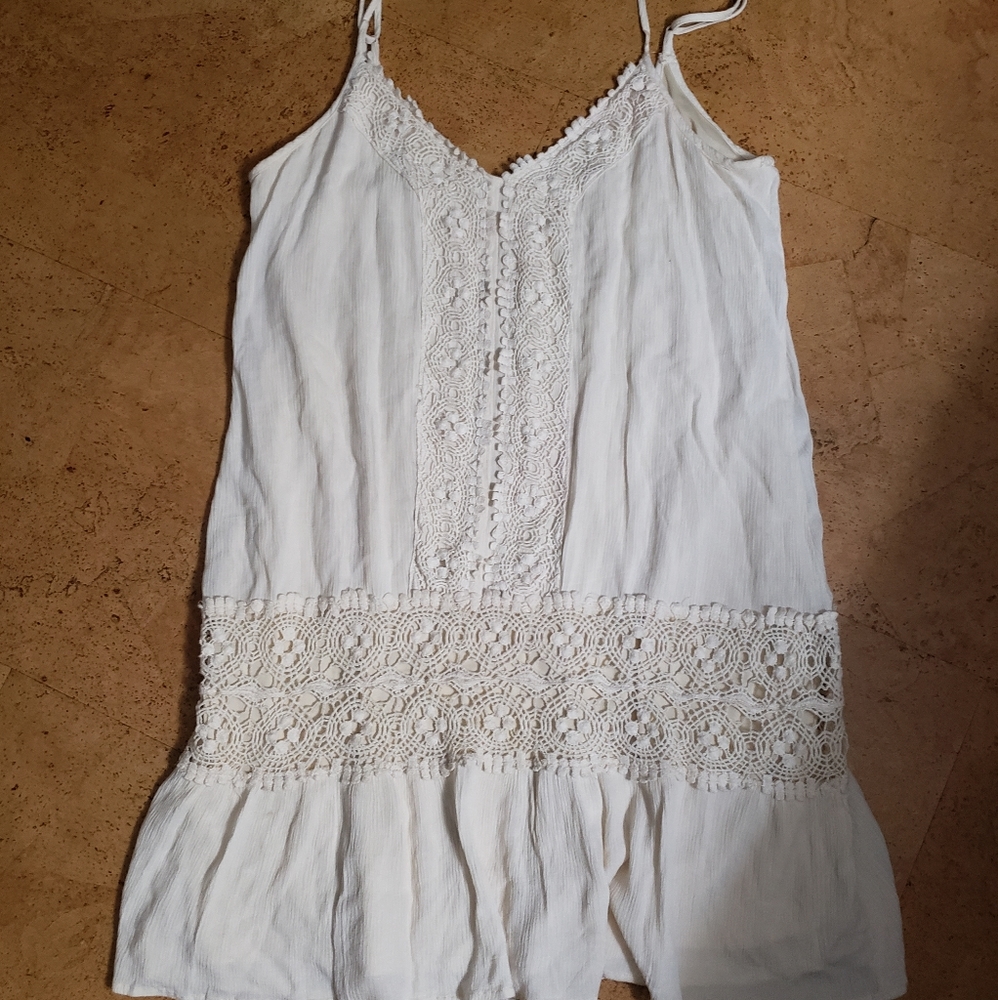 Miami Size Medium Woman's Juniors Spaghetti Strap Dress Cream Ivory Beige Color